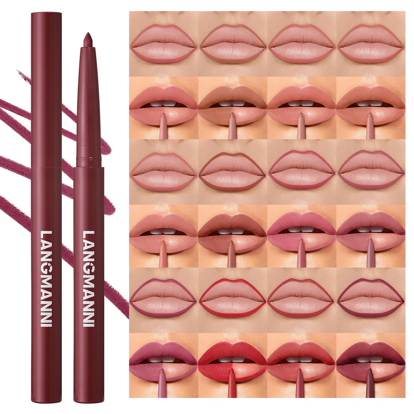 Jolilab Matte Lip Liner Set, Lip Makeup Set Natural Smooth Long-Lasting And Hydrating Beauty Daily Cosmetics Gift for Girls Easy