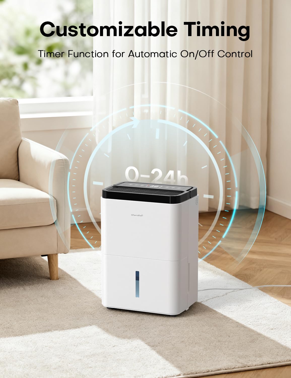 Dehumidifiers for Home Max 35 Pints, Compressor Dehumidifier with Drain Hose, Auto Mode, Dry Clothes, Two Fan Speeds, 24H Timer, Smart Humidity Control, for Bedroom, Basement, Bathroom, Home