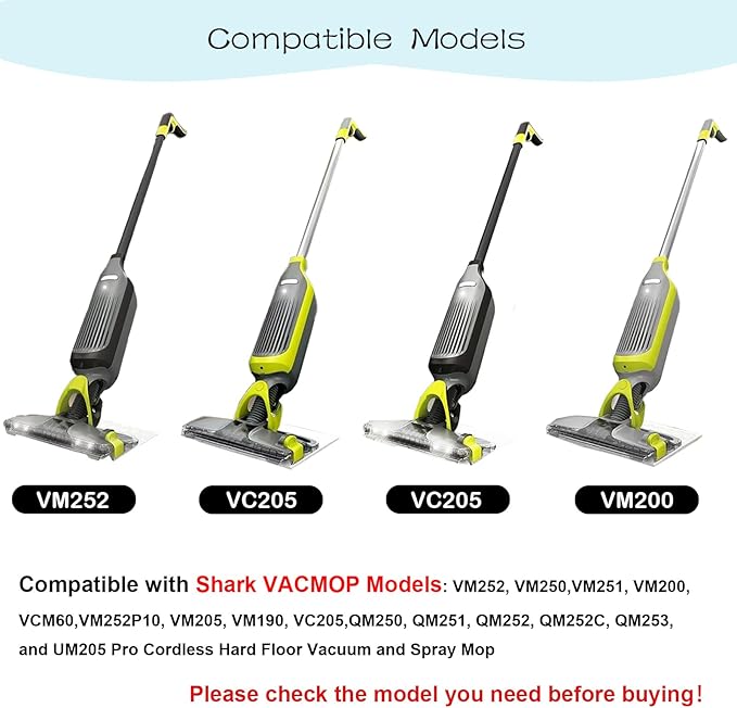 20 Pack Replacement Pads for Shark VACMOP VM252 VM200 VM190 VM250 VM251 VM200C VM252C VC205 QM250 Vac Mop Pads Refills, 20 Pack