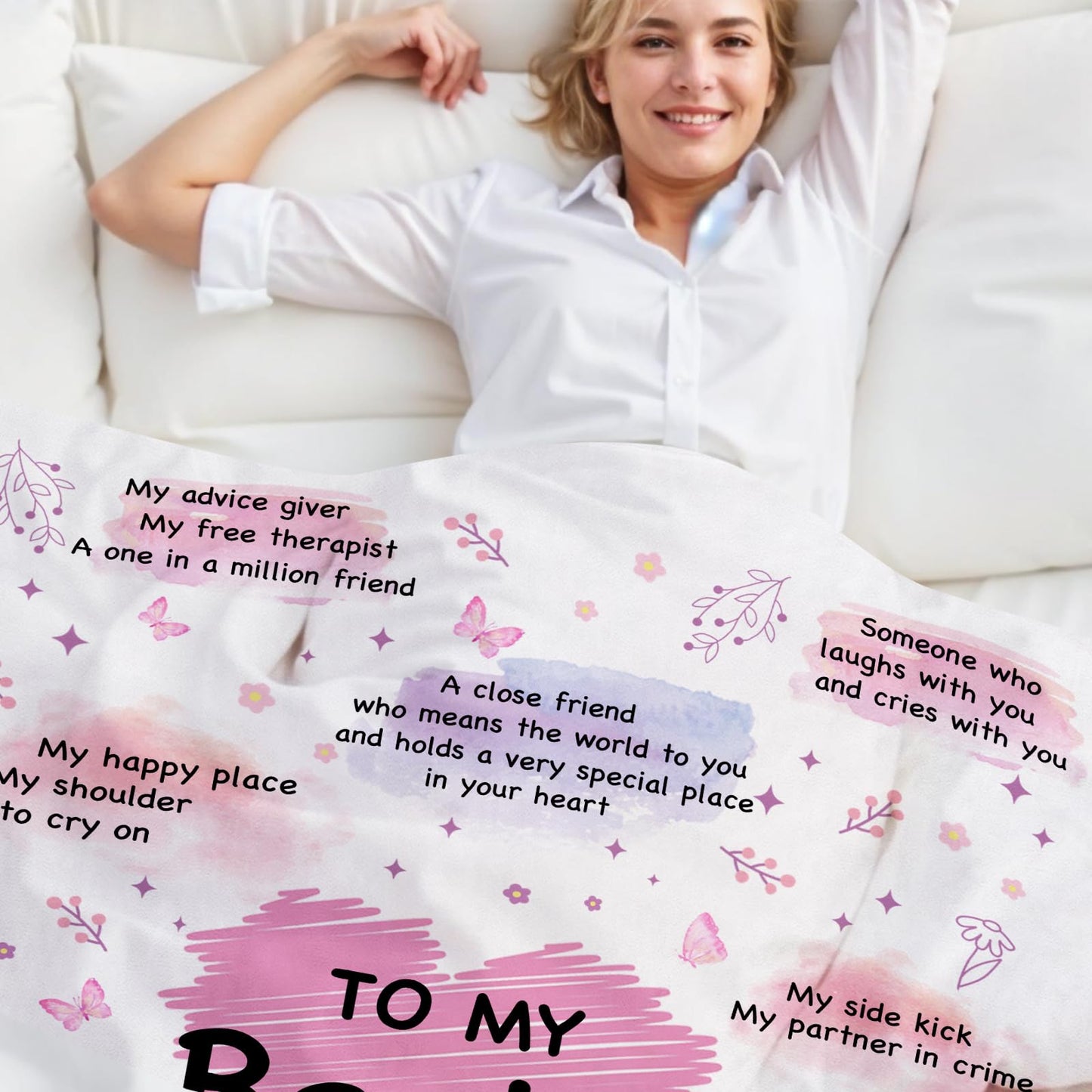 INXENG Best Friend Blanket - Bestie Gifts for Women Best Friend, Birthday Gifts for Women Friendship, Best Friends Birthday Gifts, Friendship Gift for Friends Female, Bestie Blanket, 50"x60"