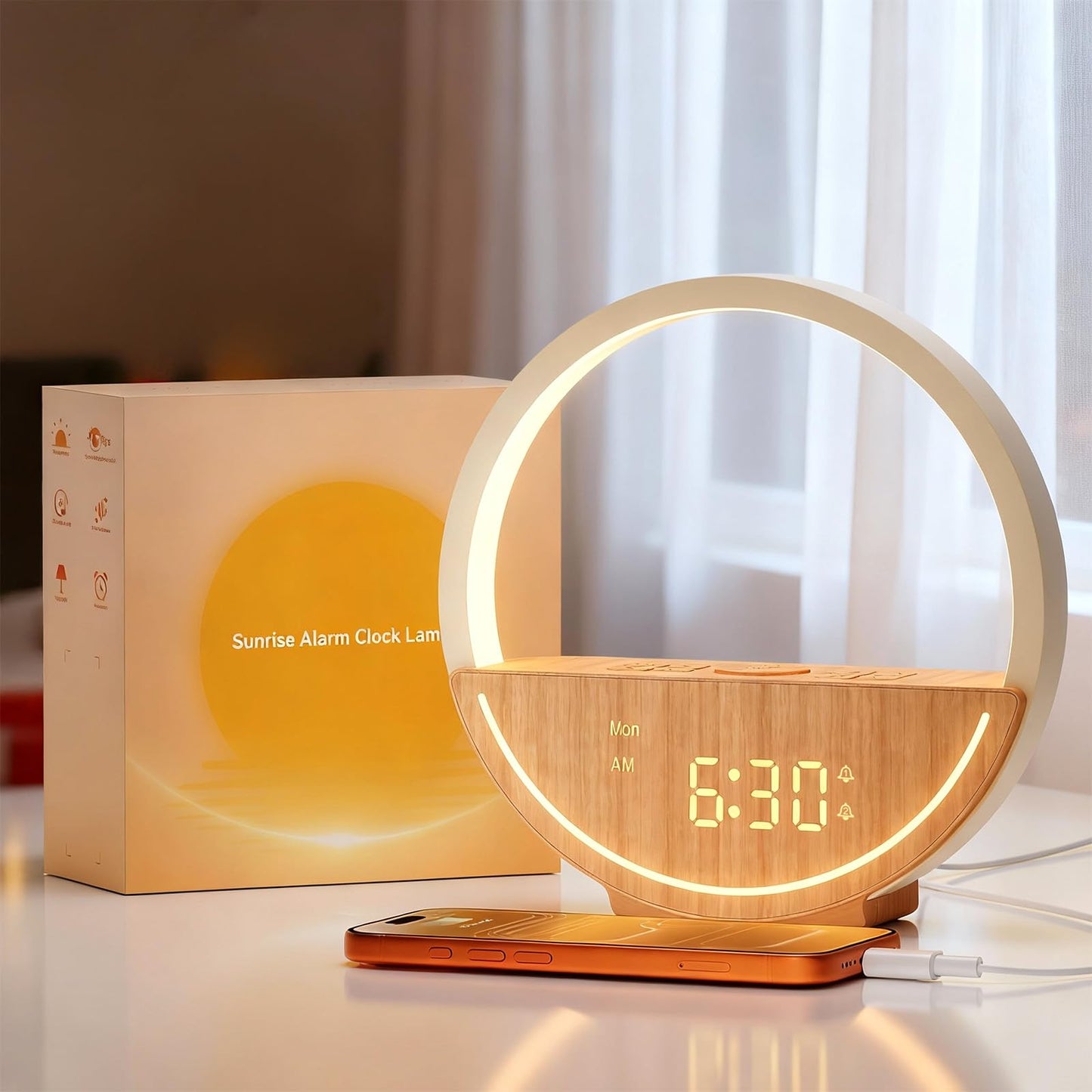 Vivilumens Sunrise Alarm Clock for Heavy Sleepers - Wake Up Light with Dawn Simulation, 20 Sleep Sounds, Dual Alarms Weekdays & Weekends, Sleep Aid, Touch Control Night Light, Ideal for Gifts