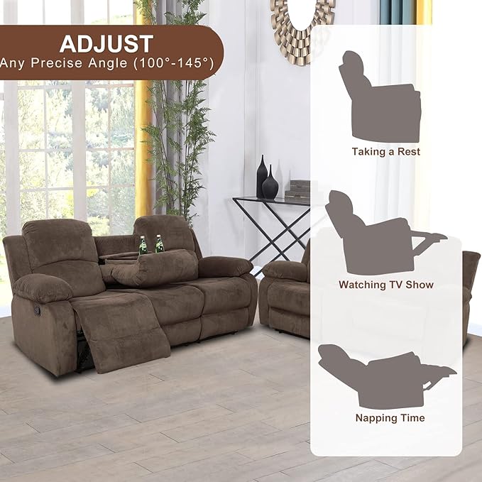 A Ainehome Living Room Furniture Set Leather Recliner Sofa Set Loveseat Chair Furniture Sofa Set for Living Room/Small Space/Rv/House/Office/Theater Seating (A-Taupe Brown Corduroy,Sofa+Loveseat)