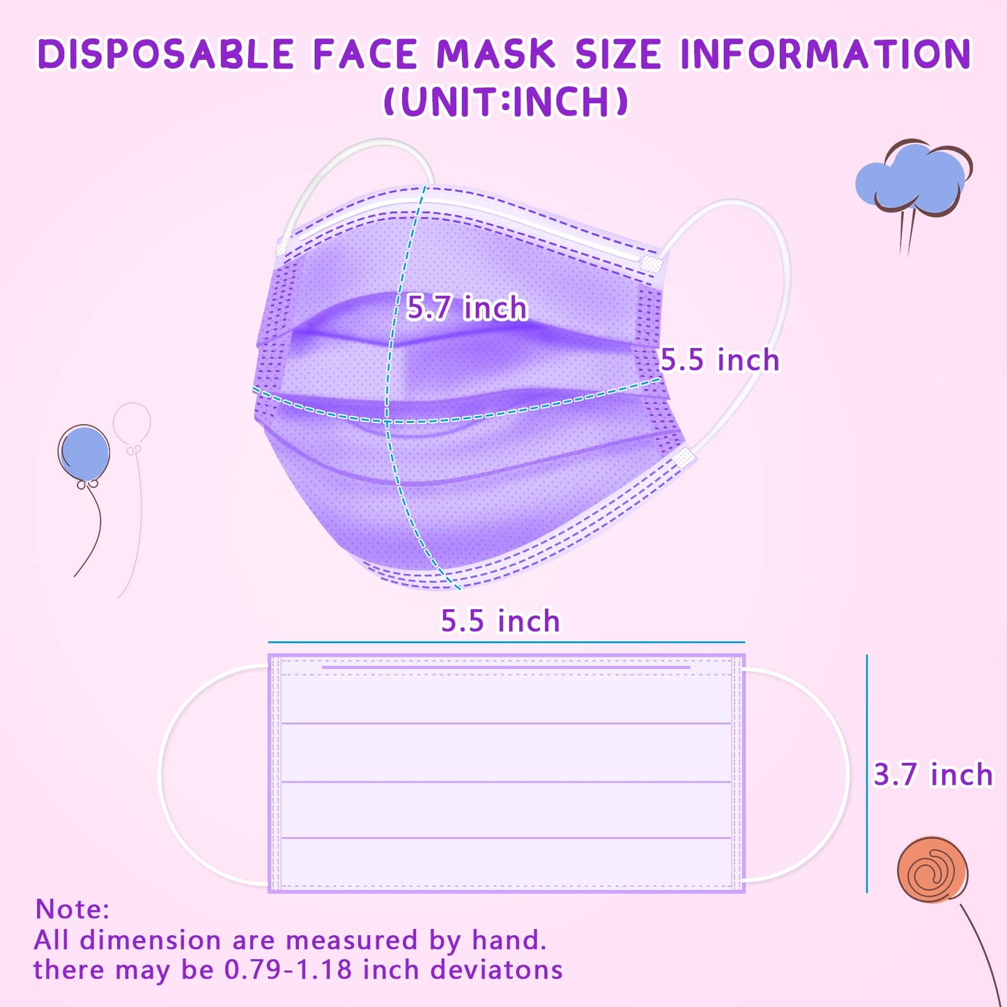 Rasav Kids Disposable Face Masks 100Pcs,3 Ply Kids Masks Disposable Breathable Colorful Cute Face masks for Children, Girls & Boys