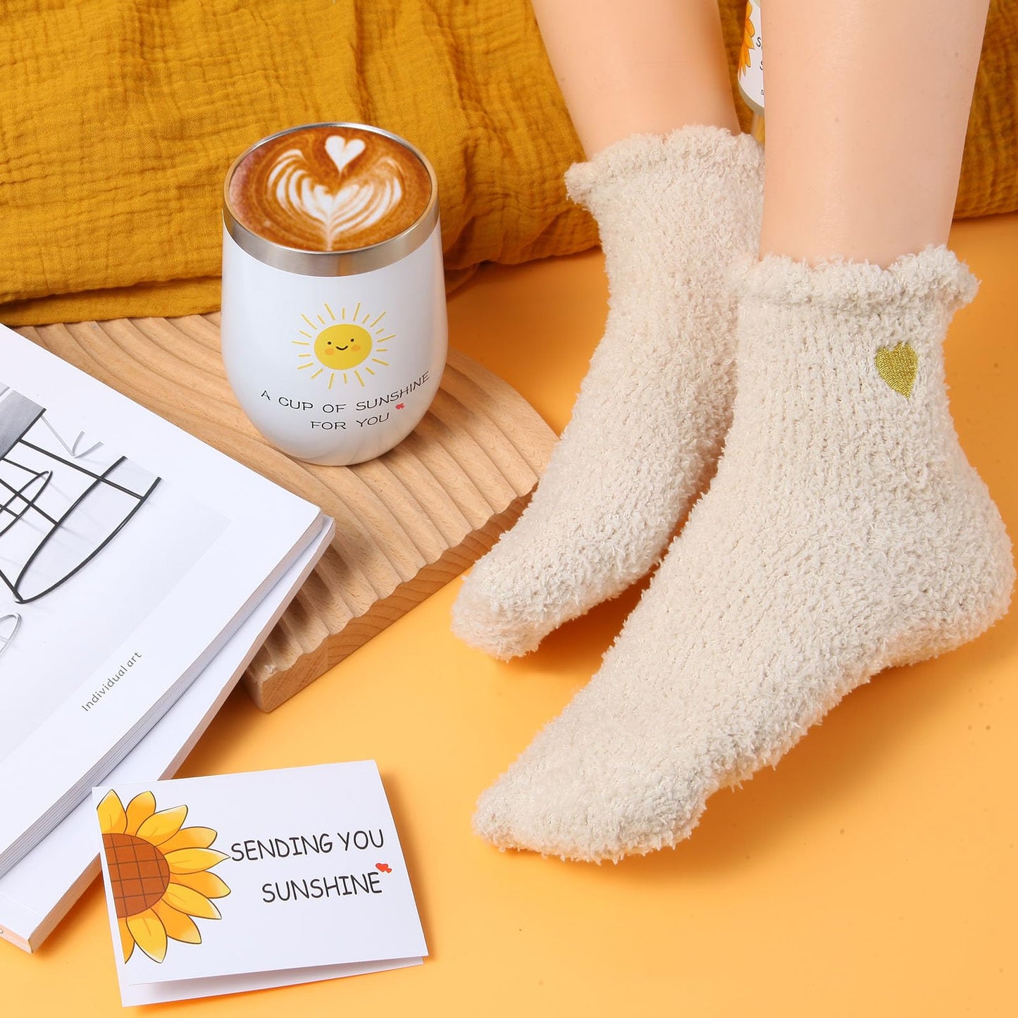 Sunflower Gifts Baskets for Women-7 Pcs Unique Happy Birthday Gifts for Sister, Fun Get Well Basket after Surgery for Female, Self Care Package for Teen girl, Cheer Up Set, Feel Better Sunshine Box
