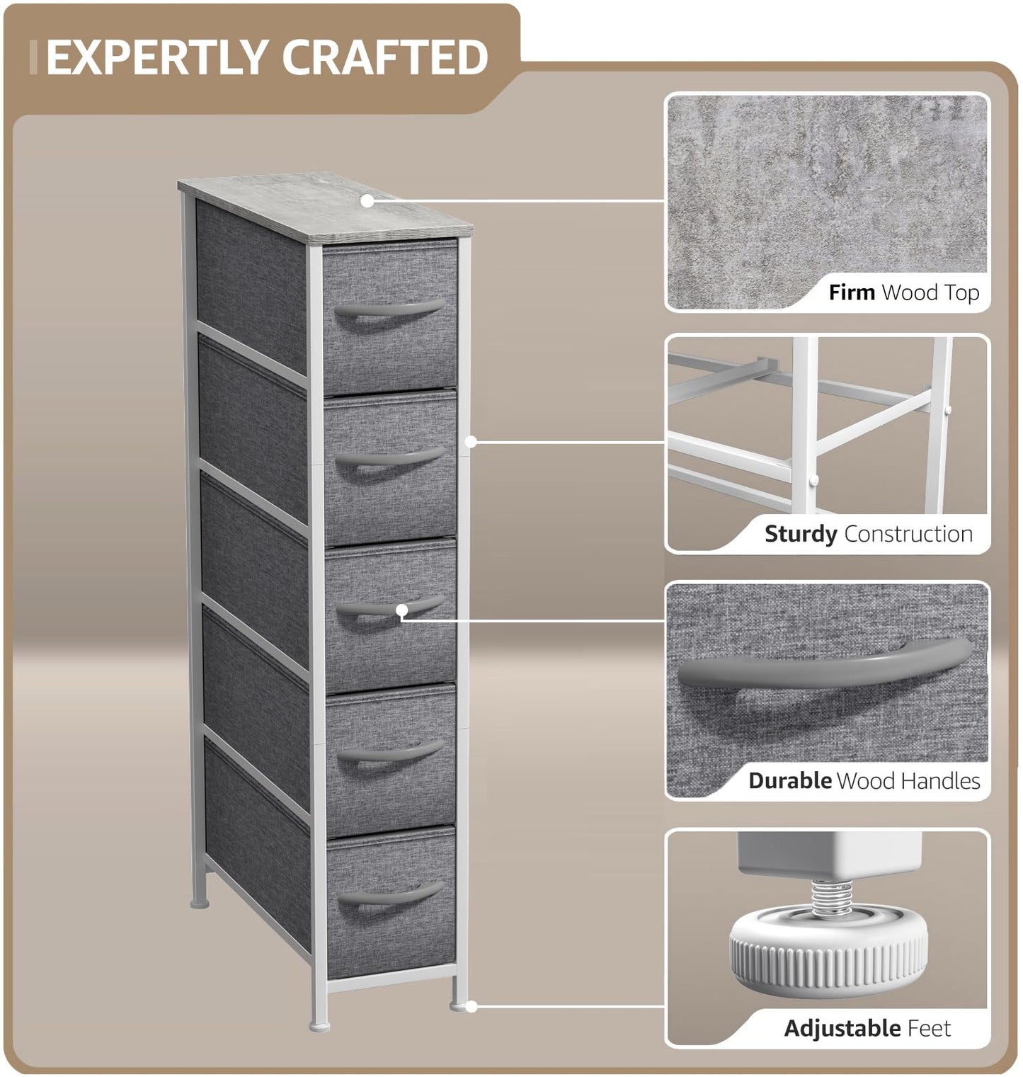 Sorbus Kids Dresser with 5 Drawers - Storage Unit Organizer Chest for Clothes - Bedroom, Kids Room, Nursery, & Closet
