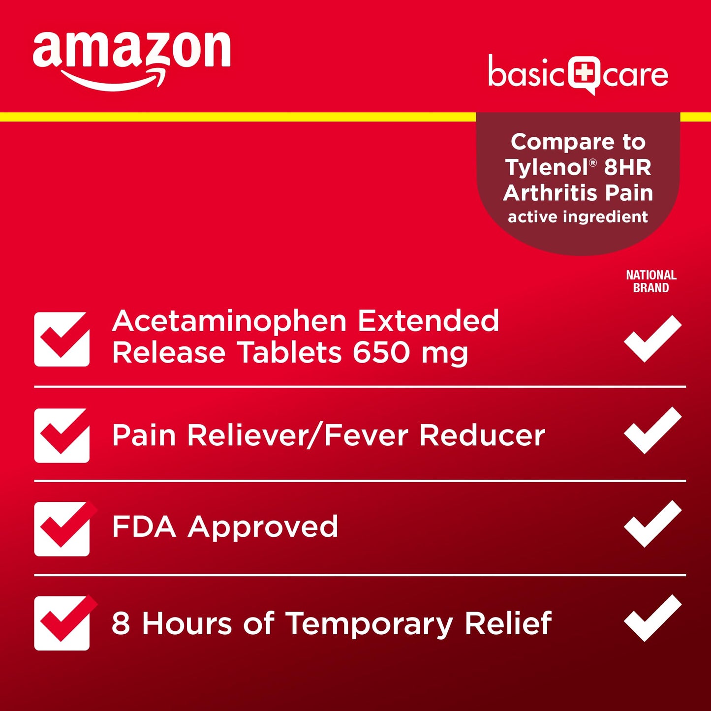 Amazon Basic Care Acetaminophen Extended-Release Tablets, 650 mg, Arthritis Pain, 400 Count
