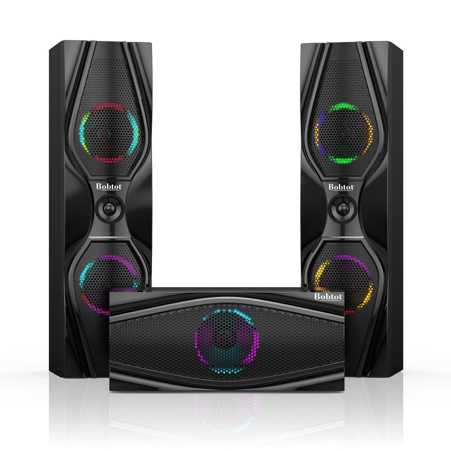 Bobtot Home Theater Systems Surround Sound Speakers - 1200 Watts 10 inch Subwoofer 5.1/2.1 Channel Audio Stereo System with ARC Optical Bluetooth Input for 4K TV Ultra HD AV DVD FM Radio USB