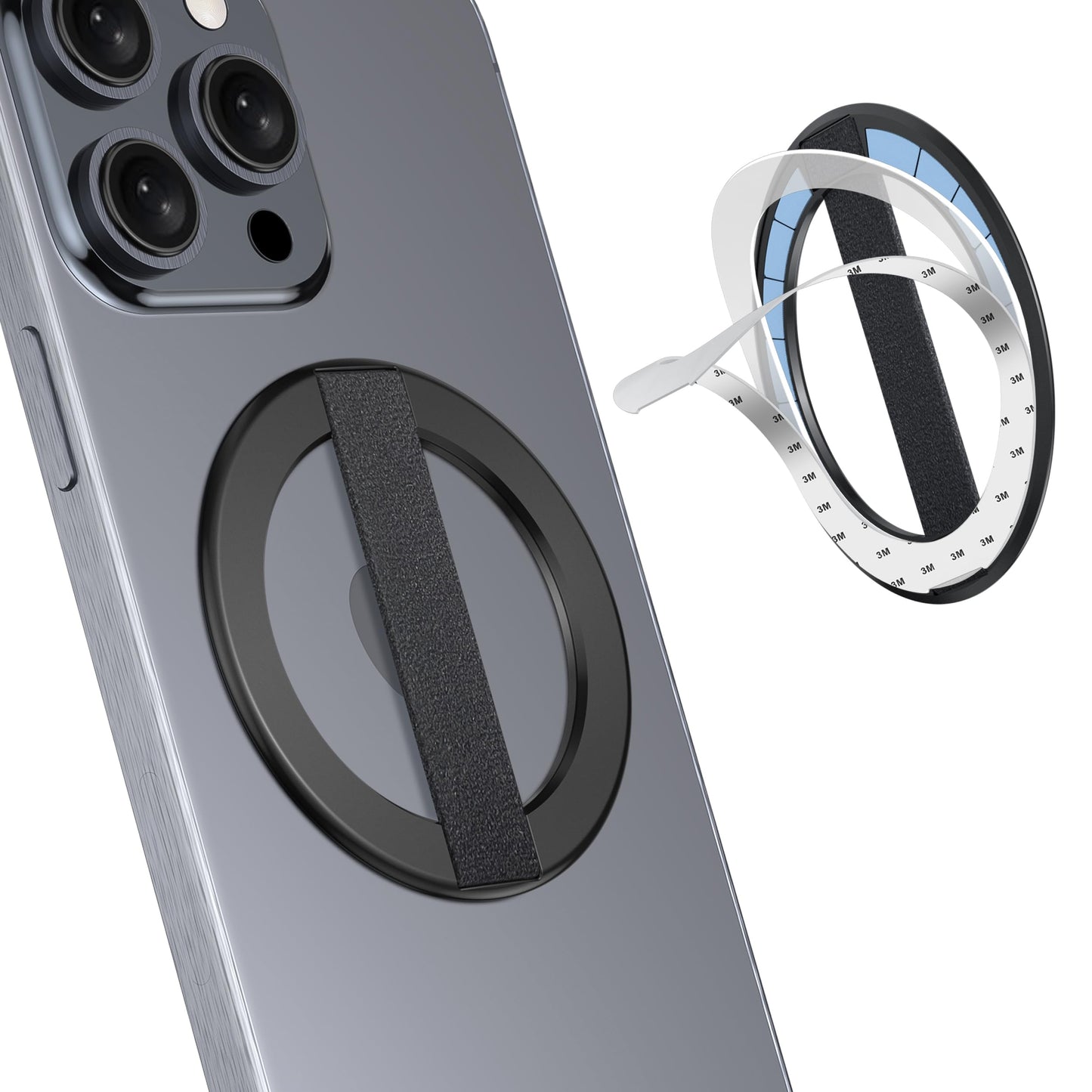 Kahite Airloop Ultra Thin Phone Grip With Soft Elastic Finger Strap, Strong Adhesive With Back-Side Magnetic Ring Holder Loop, U