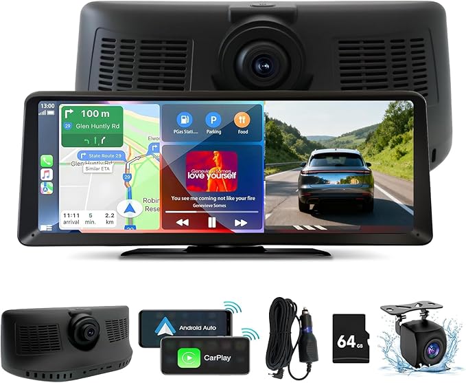 8.1" HD Carplay Screen for Car Stereo, 2K Dash Cam Wireless Portable Touch Screen Car Play with Apple Carplay & Android Au...