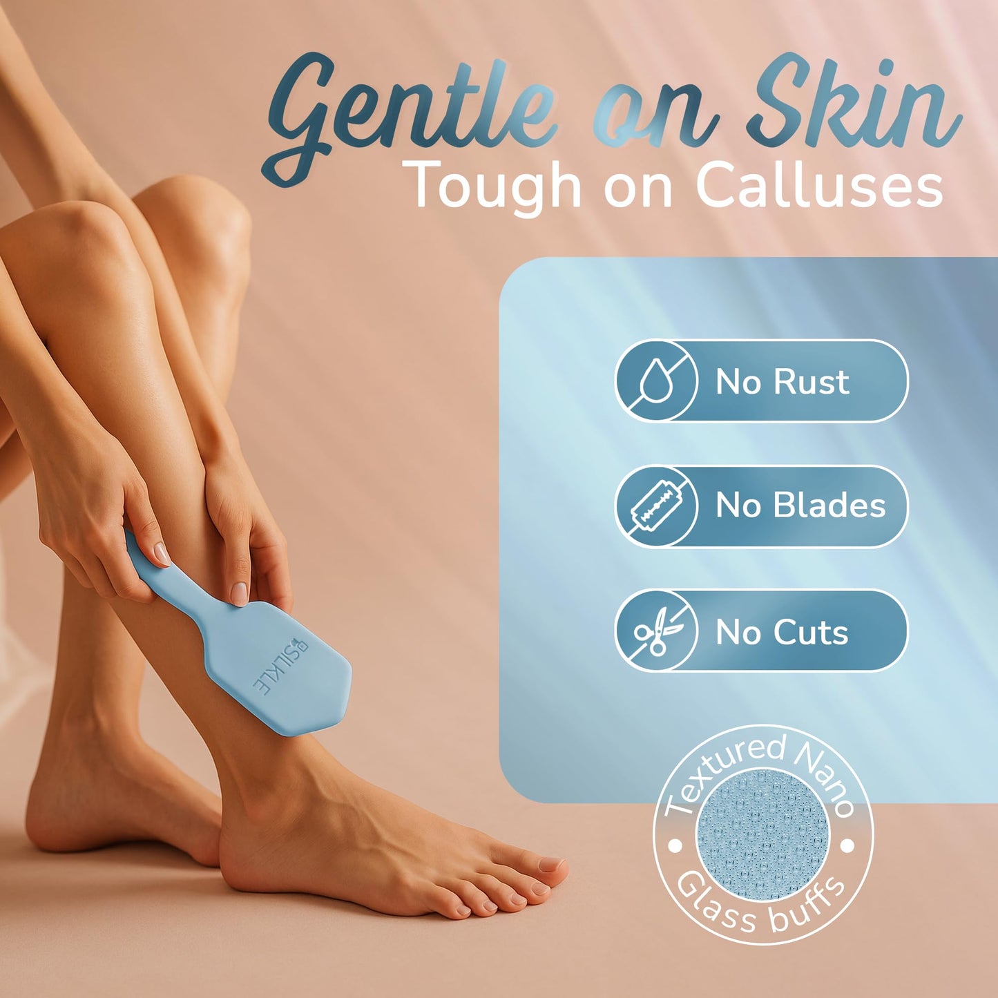 SILKLE Silicone Foot Callus Remover - Nano Glass Foot File for Dead Skin and Cracked Heels - Callus Remover for Feet & Hard Skin