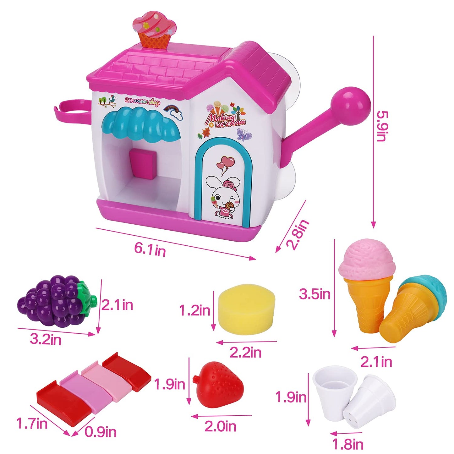 AugToy Bath Toys for Toddlers 3-5 Years, Ice Cream Foam Maker Bath Toys for Kids Ages 4-8, Bubble Pretend Cake Play Set Bathtub Toys Age 3 4 5 Year Old Girls Boys Holiday Birthday Gifts Idea