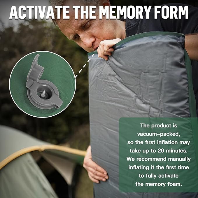 Night Cat Self-Inflating Sleeping Pad: Camping Mattress Single Memory Foam for Hiking - Comfortable Camping Mat Air for Outdoor