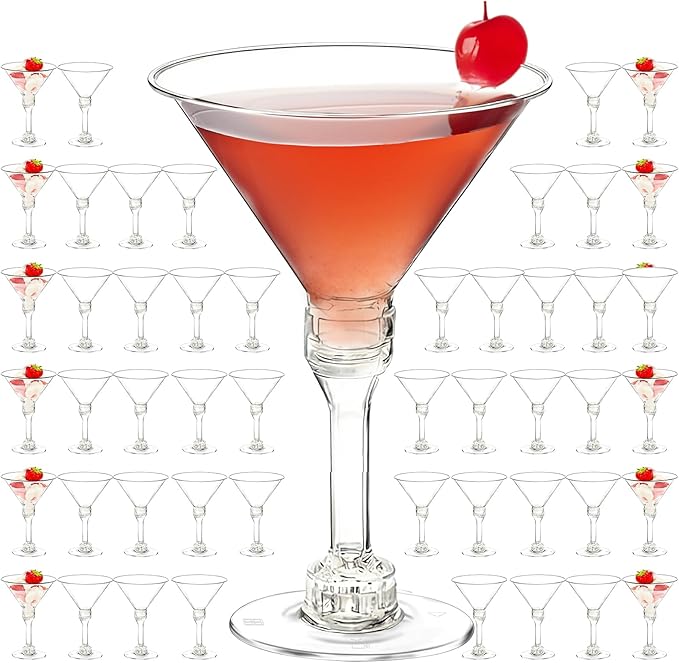 DZJHPGZD 40 PCS Disposable Martini Glasses for Parties 5oz Martini Tall Cup,Plastic Martini Glasses Disposable,Tall Martin...