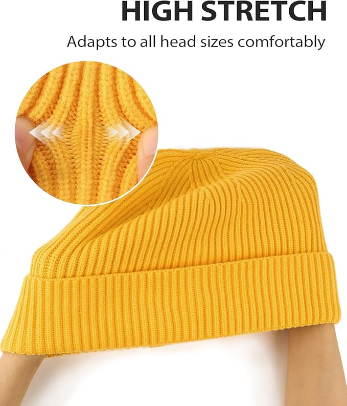 Zylioo Oversize Beanie Hats, XXL Big Size Ribbed Knit Cuffed Winter Hat for Cold Weather, Warm Skull Watch Cap