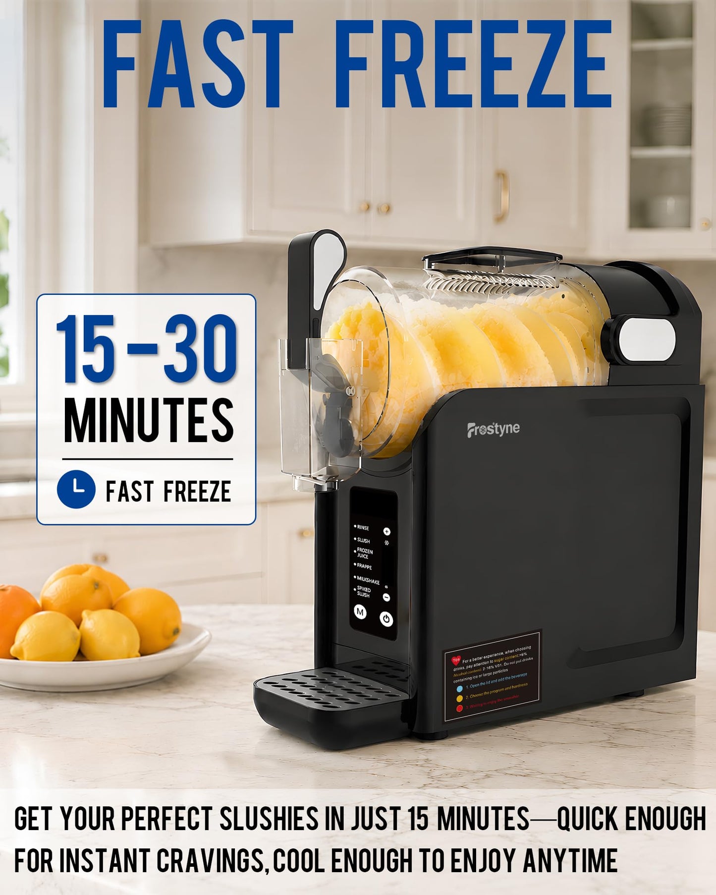 Frostyne 88oz Slushie Machine for Home with No Ice Needed, 5 Preset Programs, Self-Cleaning Function, Quiet Operation, Perfect for Making Frozen Margaritas, Milkshakes, Smoothies, Frappes,Black