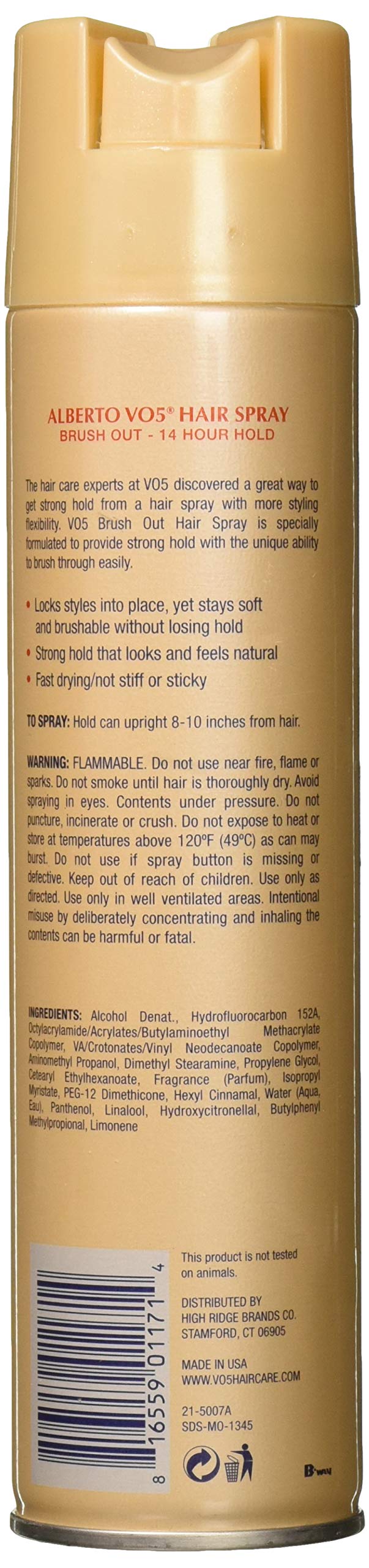 VO5 Brush Out Crystal Clear 14 Hour Hair Spray Aerosol Hard To Hold 8.5oz (Pack of 3)