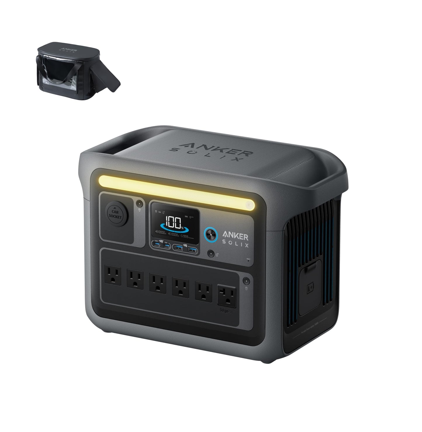 Anker SOLIX C1000 Portable Power Station with Water-Resistant Bag, 1800W Solar Generator, 1056wh LFP (LiFePO4) Battery, 4 AC Out