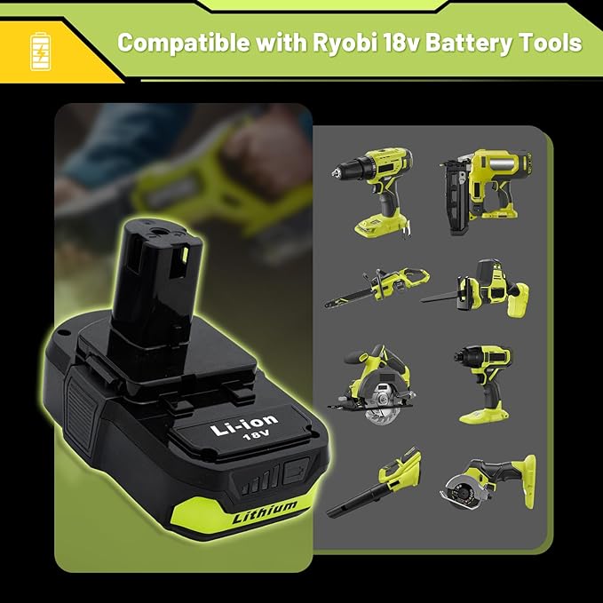Upgrade 1-Pack 3800mAh Battery Replacement for Ryobi 18V Battery Compatible with P102 P103 P104 P105 P107 P108 P109 P190 P122 for Ryobi 18 Volt Cordless Power Tools