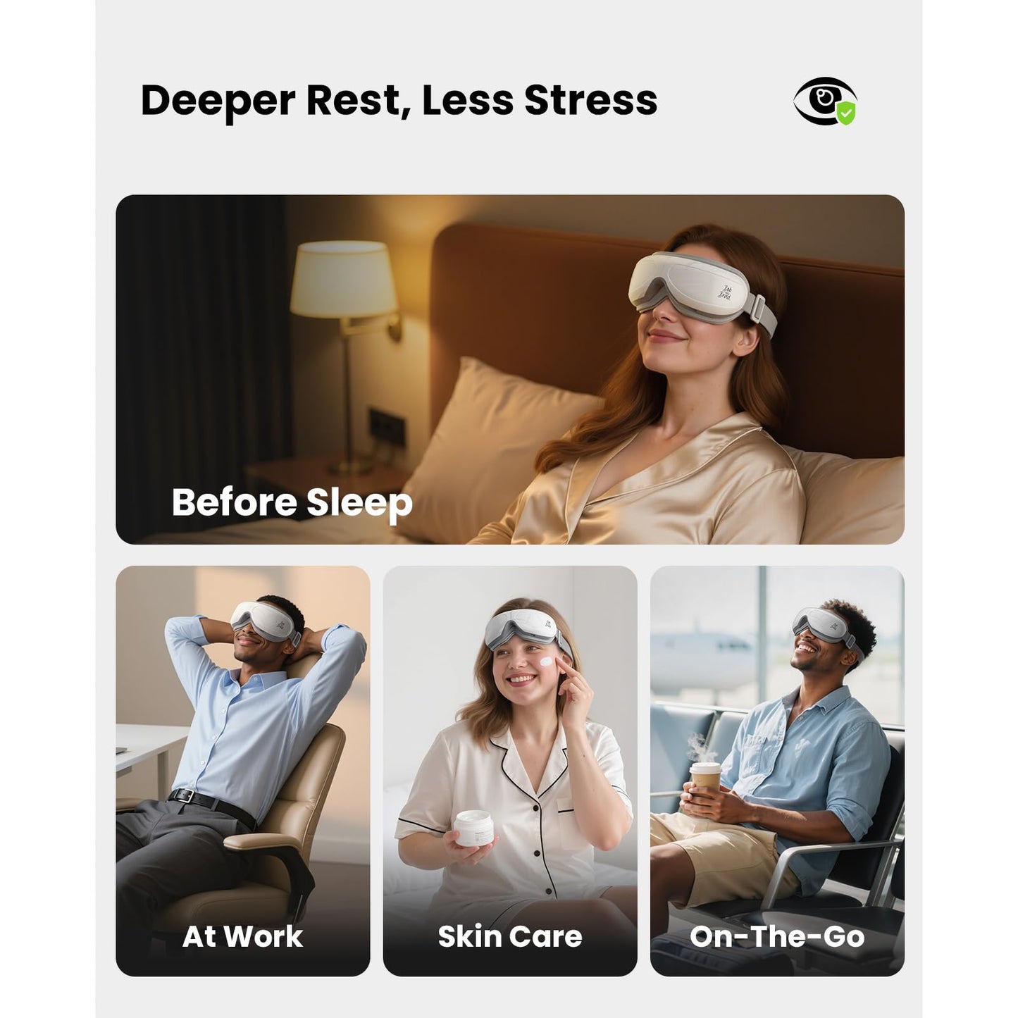 BOB AND BRAD Eye Massager FSA Eligible/HSA Eligible, EyeOasis 2 Heated Eye Mask for Migraines with Music, Smart Migraine Massager Warm Compress Therapy for Migraines, Dry Eyes, and Eye Strain Relief