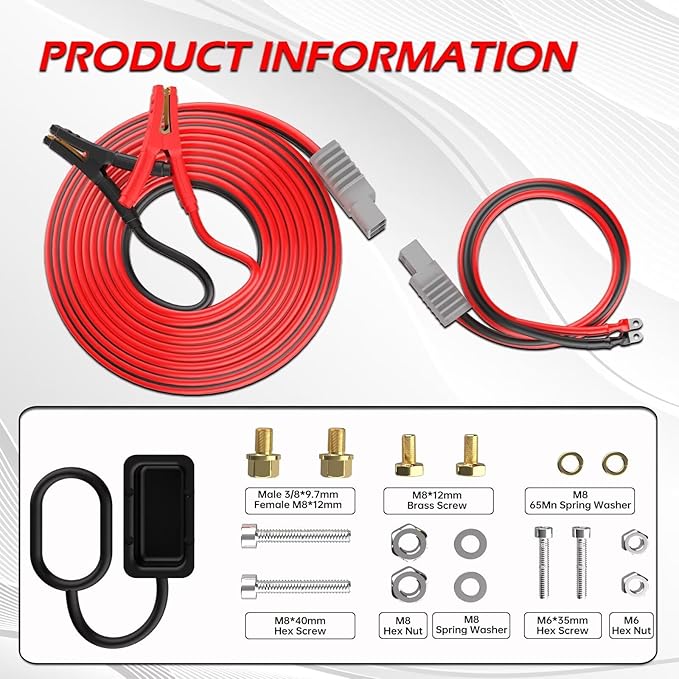 NOONE 0 Gauge 30 FT Heavy Duty Jumper Cables - 1000Amp Quick Connect Automotive Booster Jumper Cables for Car, SUV and Trucks Battery - Jumper Cables Kit with Gloves, Goggles in Carry Bag