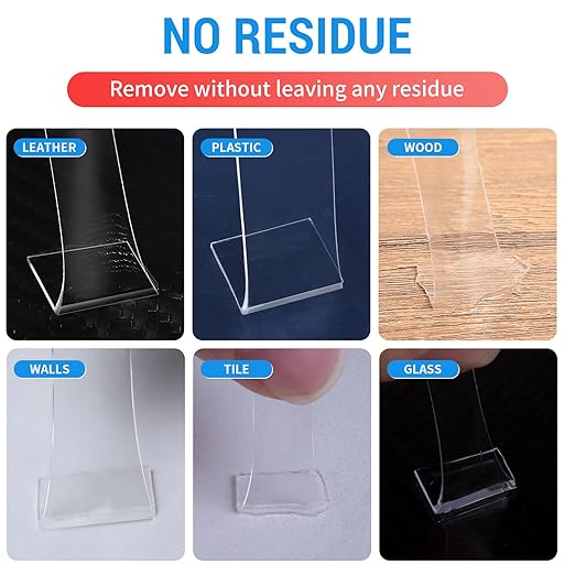 2 Rolls Heavy Duty Clear Double Sided Tape, Made of 3M VHB, Wall-Safe Removable & No Residue, 10FT x 0.6IN, for Home Decoration/Car Use/DIY/Hanging Pictures/Securing Carpets & Cables
