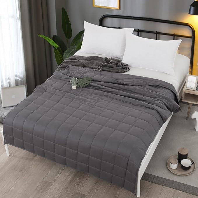 ZonLi Weighted Blanket (60"x80", 15lbs, Dark Grey) Queen Size Weighted Blanket for Adults, High Breathability Cooling Heavy Blanket, Soft Material with Premium Glass Beads, All-Season, Easy Care