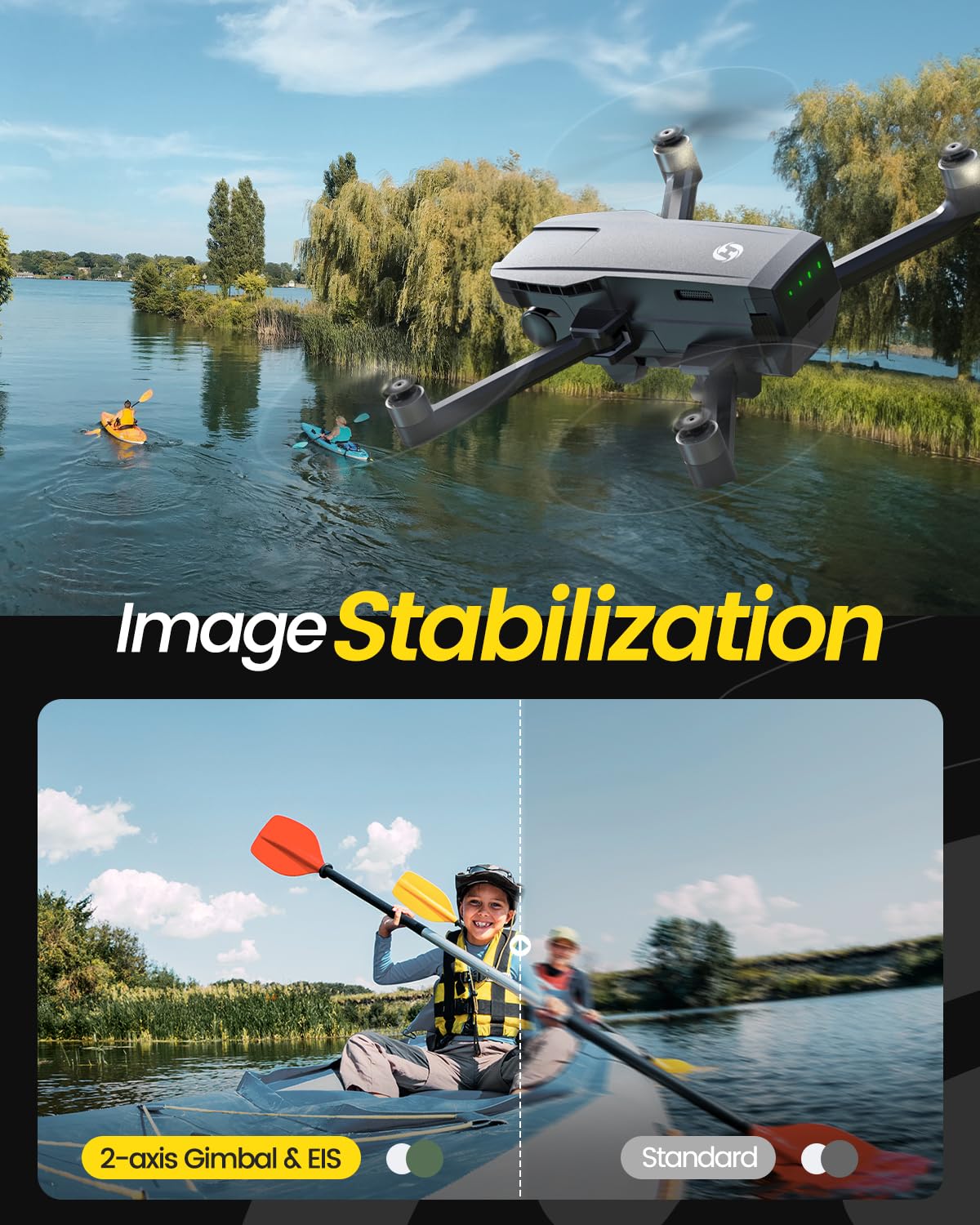 Holy Stone HS720G 2-Axis Gimbal Drones with 4K EIS Camera, 2 Batteries 52-Min Flight Time, Brushless Motors, GPS Auto Return, Video Transmission, Mini Foldable Drone for Beginners Adults
