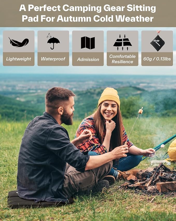 Sportneer Sitting Pad, Lightweight Waterproof Folding Seat Pad for Backpacking, 15.75'' x 15.75'' Portable Camping Seat Mat for Hiking, Picnics & Outdoor Use
