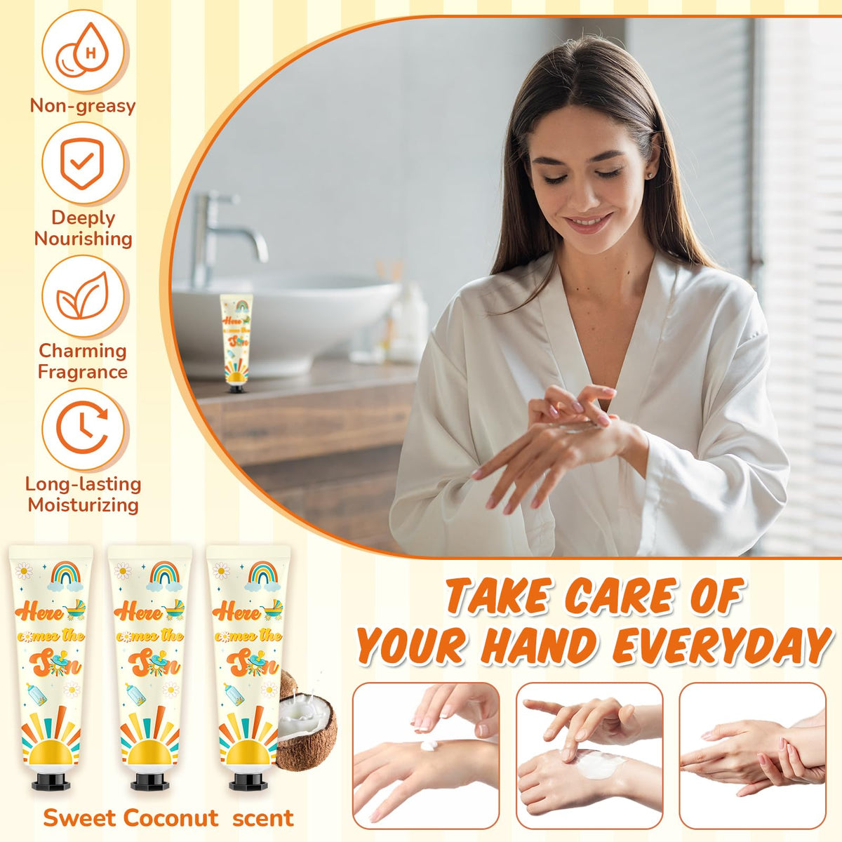 Swiffen 48 Sets Baby Shower Hand Cream Bulk Here Comes the Son Baby Shower Favors Bridal Thank You Hand Cream for Guests Travel