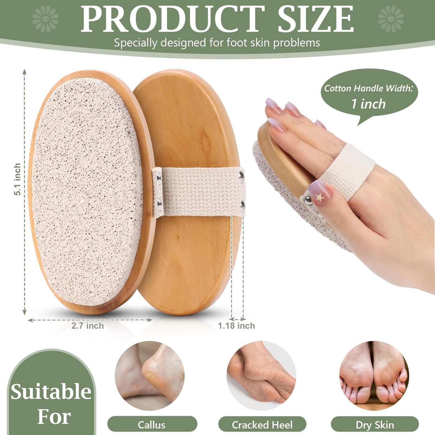1 Pcs Pumice Stone for Feet with Handle Foot Scrubber Dead Skin Callus Remover Heel Scraper Pedicure Tool for Feet Hands Shower