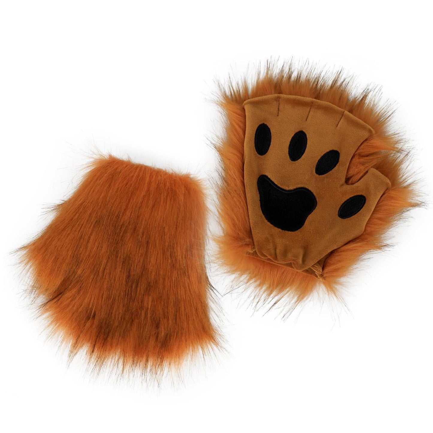 HAOAN Faux Fur Cat Masks Fox Tail and Paw Gloves Set Plush Halloween Parties Cosplay Costume Accessories