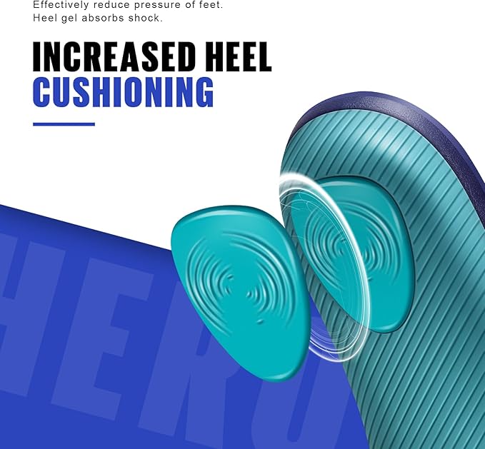WalkHero Plantar Fasciitis Insoles - Medium Arch Support Inserts for Men & Women with Comfort Cushion | Orthotic Inserts to Relieve Foot Pain and Provide Shock Absorption (Blue) Mens 15-15 1/2