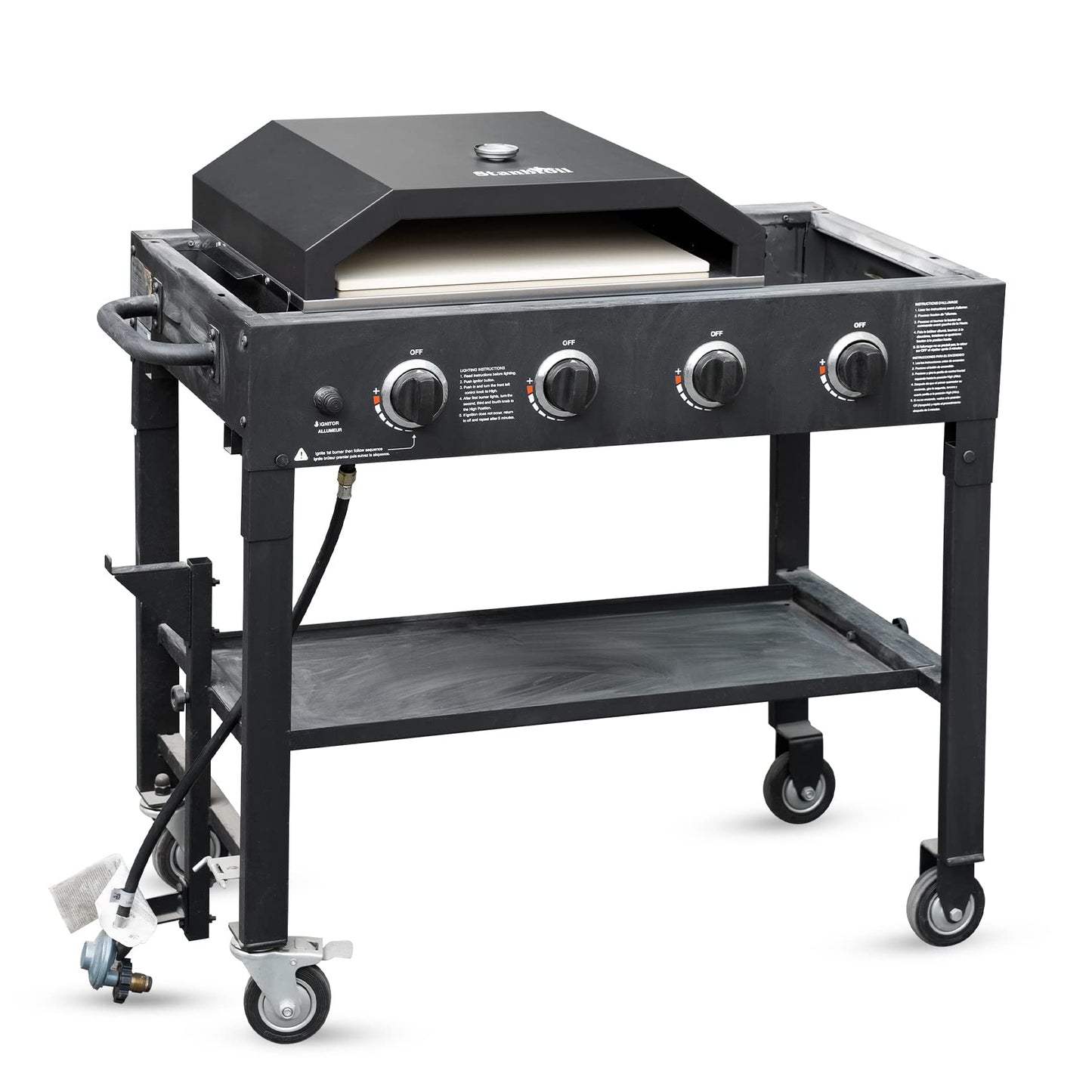 Stanbroil Pizza Oven for Blackstone 36" Gas Griddle Cooking Station, Outdoor Pizza Maker with Side Panels and Temperature Gauge, 17.7 in. x 13.7 in. Pizza Stone