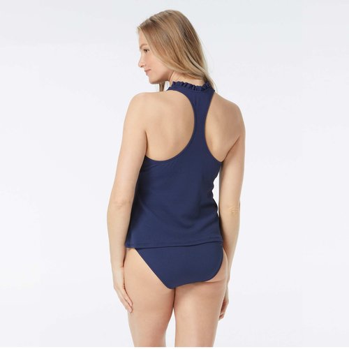 Beach House Nina Tankini Top - Ruffled V Neck Racerback Swimsuit Top, Navy Admiral 6