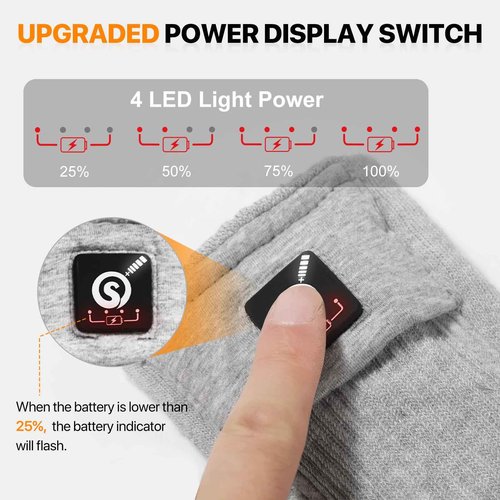 SNOW DEER Heated Socks for Men Women, 7.4V Rechargeable Battery Electric Ski Foot Warmer for Hunting Fishing Camping Hiking Skiing（Grey,L