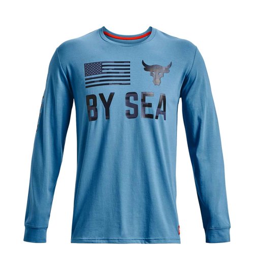 Under Armour x Project Rock Men's Long Sleeve Graphic Shirt, Chicago Blue/Petrol Blue, X-Large