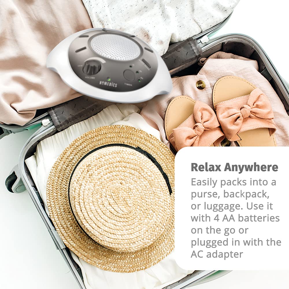 Homedics SoundSleep White Noise Sound Machine, Gold, Small Travel Sound Machine with 6 Relaxing Nature Sounds, Portable Sound Therapy for Home, Office, Nursery, Auto-Off Timer, by Homedics