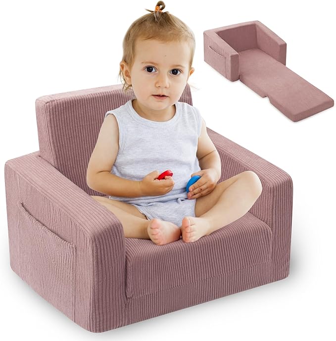 Jouha Toddle & Kids Chair,2-in-1 Soft Toddler Couches That Fold Out,Toddler Chairs Comfy 1-3 Years Old,Convertible Sofa to...