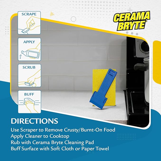 Cerama Bryte Cook Top Cleaner 18 oz 2-Pack & 3 Scraper Pad Pack