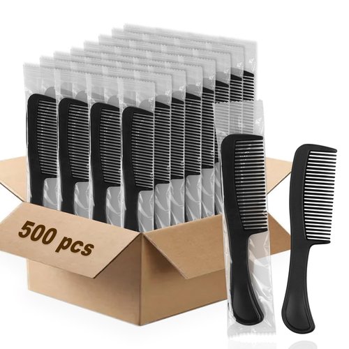 HQSLsund 500 pcs Combs PP Plastic Material, Individually Wrapped Bulk Combs For Homeless, Women, Kids, Hotel, Airbnb, Shelter, Charity (Black, 500)