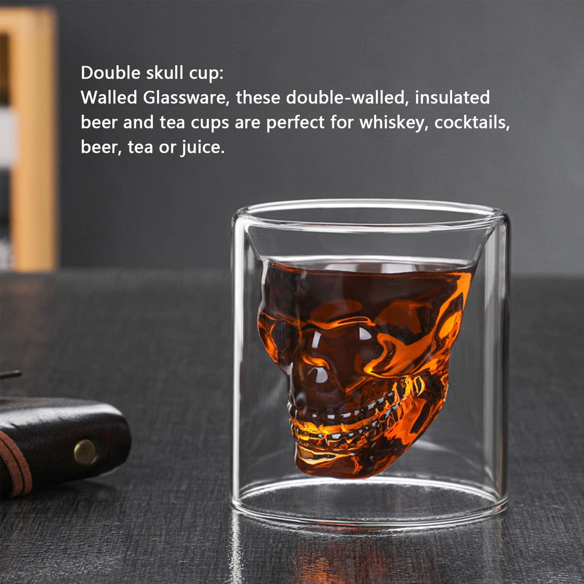 DSYJ skull cup, skull shot glass, Party Drinking Whiskey Brandy Liquor Decor 75 ML/2.64oz Set of 4