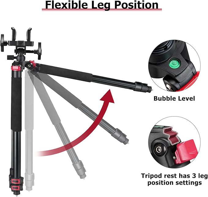 Trakiom Clamping Tripod Rest with Sturdy Aluminum Frame, Lightweight, Provides Stability, Adjustable Legs, and Hands-Free Operation for Outdoors