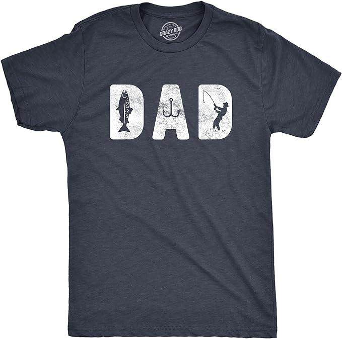 Crazy Dog Dad Fishing Shirts Funny Father's Day Reel Cool Dad Papa Grandpa Tees