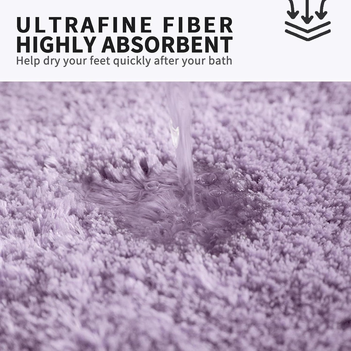FIFU Bathroom Rugs 17" W x 24" L, Bath Mat for Bathroom, Bedroom, Laundry Room & Kitchen, Non-Slip Rubber Latex Backing, Extra Soft and Absorbent Microfiber Carpet, Machine Washable Rug, Lavender