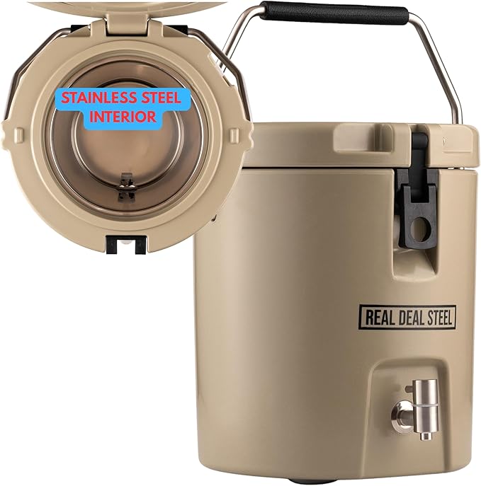 Insulated Beverage Dispenser for Hot Drinks - Hot Cocoa and Coffee - 2 Gallon with Stainless Steel Interior- Portable Spor...