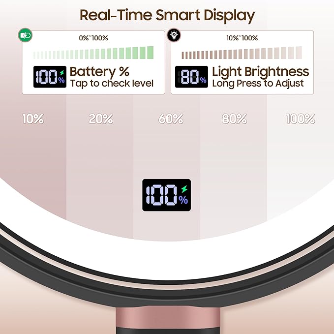 Makeup Magnifying Mirror with Light 30X/1X, Digital Display, 2-Sided Touch Control, Makeup Mirror with 3 Color Lights,360° Rotate, Height Adjustable Lighted Magnifying Mirrors for Desk Travel