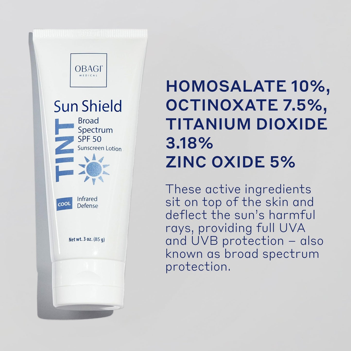 Obagi Sun Shield Tinted Sunscreen - Broad Spectrum SPF 50 Protection from the Sun - Cool Tint - 3 oz