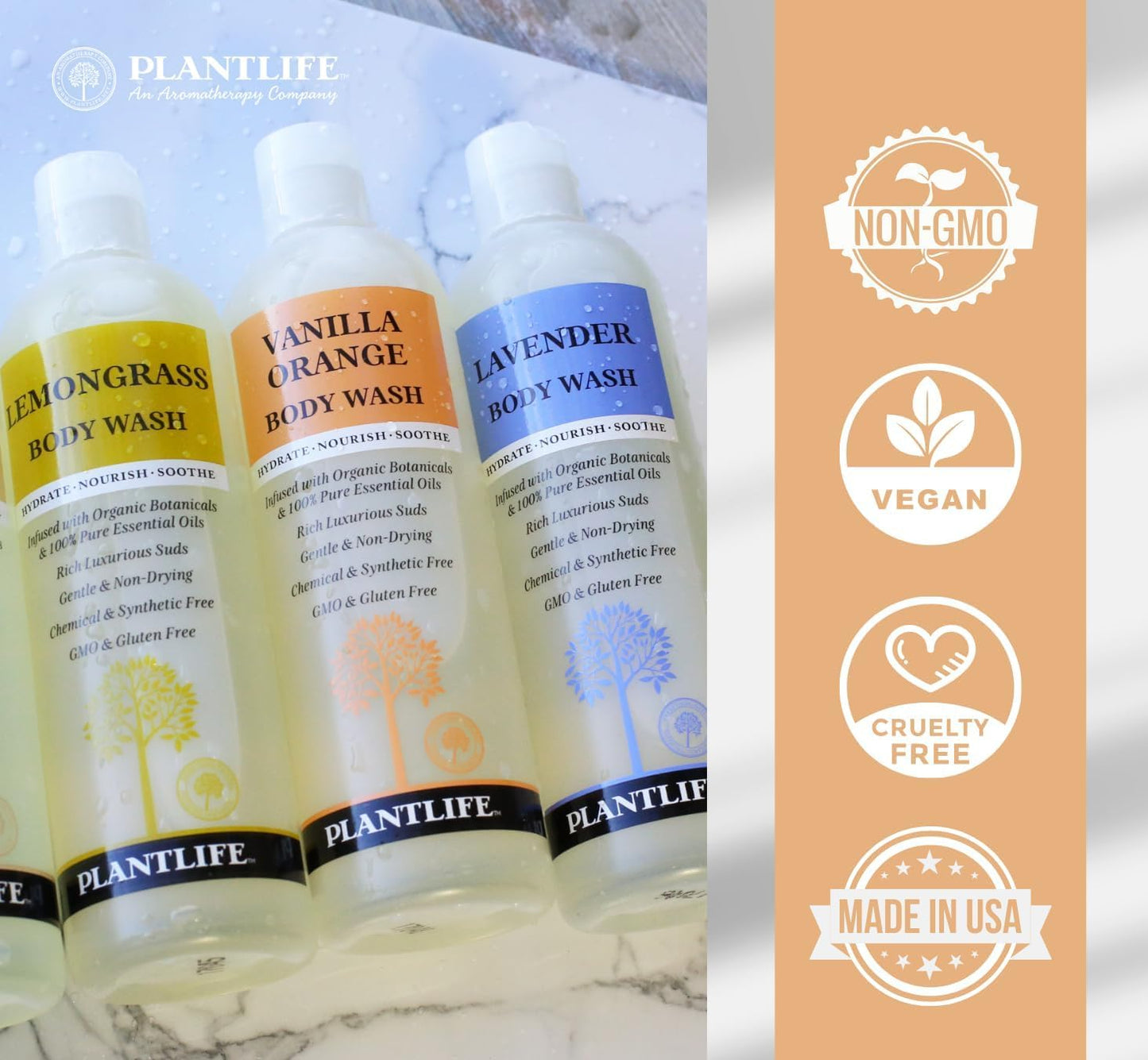 Plantlife Himalayan Rose Body Wash - GMO and Gluten Free Gentle and Moisturizing Body Wash That Contains Only Ingredients Straig