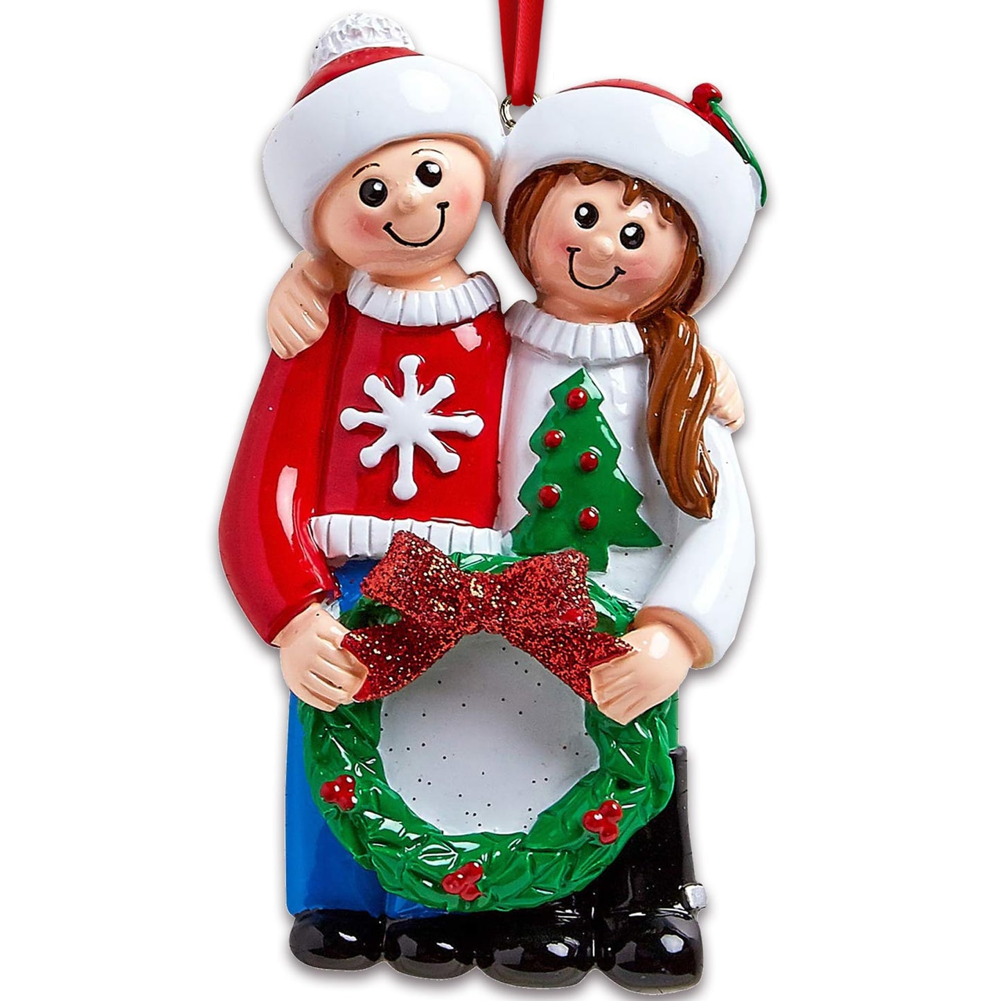 Personalized Couple Christmas Ornament 2025 | Custom Name & Year | 1st Married Ugly Sweater for Husband & Wife, Boyfriend & Girlfriend, Newlyweds, Family of 2 | Xmas Tree Decor Stocking