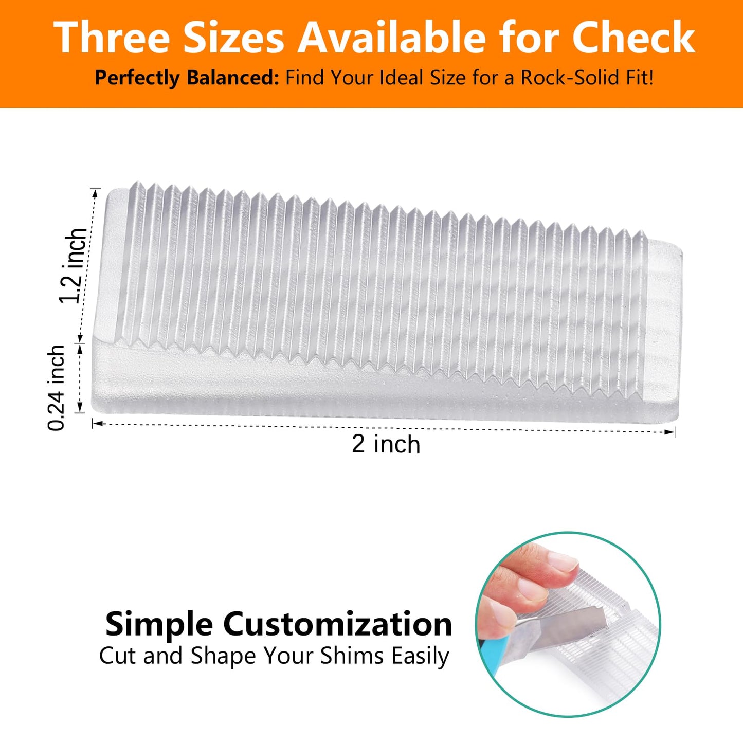 Flexible Plastic Shims 12pcs Kit Size Variety | Clear Leveling Kit for Home Improvement | Furniture Leg Stabilizers | Table & Toilet Shims - Trim-to-Fit Wedges | Stackable Design | Furniture Levelers